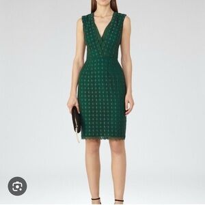 Reiss Emerald Green Lace Midi Dress